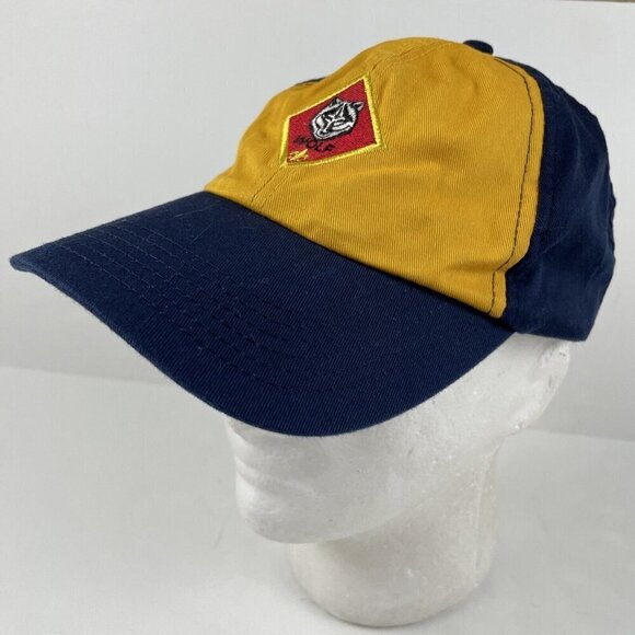 Boy Scouts Cub Scout Wolf Hat Cap Adjustable Strap Youth S/M Yellow & Blue - Picture 2 of 8